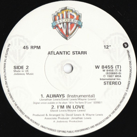 Atlantic Starr - Always (1987) [12"]