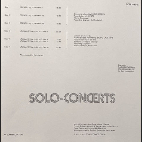 Keith Jarrett - Solo Concerts: Bremen / Lausanne (2023) [3LP]