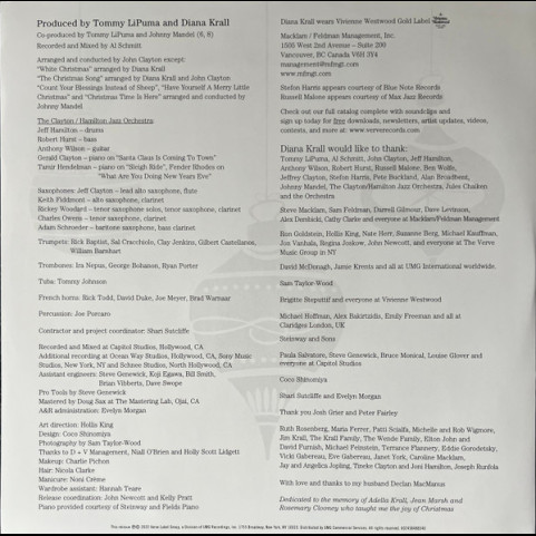 Diana Krall Featuring Clayton-Hamilton Jazz Orchestra, The - Christmas Songs (2023) [1LP]