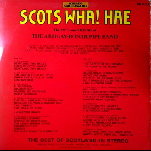 Ardgay-Bonar Pipe Band, The - Scots Wha! Hae (1974) [1LP]