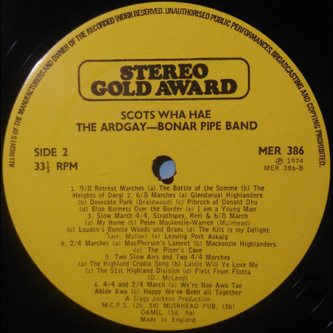 Ardgay-Bonar Pipe Band, The - Scots Wha! Hae (1974) [1LP]