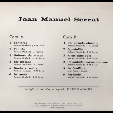 Joan Manuel Serrat - Dedicado A Antonio Machado, Poeta (1969) [1LP]
