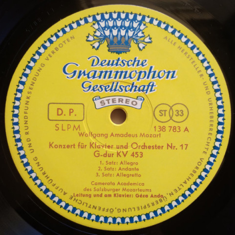 Wolfgang Amadeus Mozart - Géza Anda - Camerata Academica Salzburg - Klavierkonzerte G-dur Kv 453, C-dur Kv 467 (1962) [1LP]