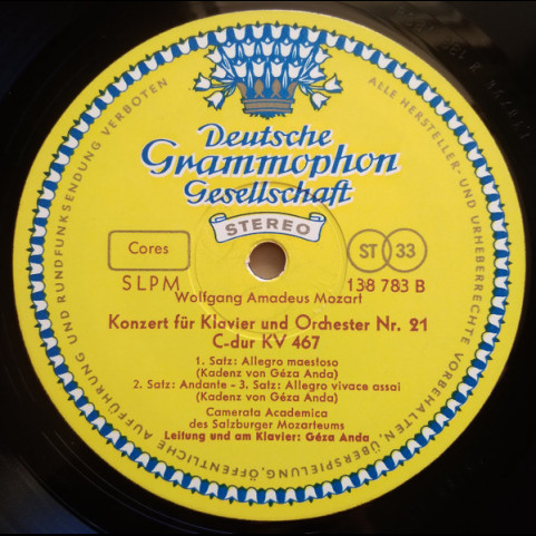 Wolfgang Amadeus Mozart - Géza Anda - Camerata Academica Salzburg - Klavierkonzerte G-dur Kv 453, C-dur Kv 467 (1962) [1LP]