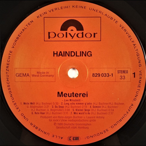 Haindling - Meuterei (1986) [1LP]