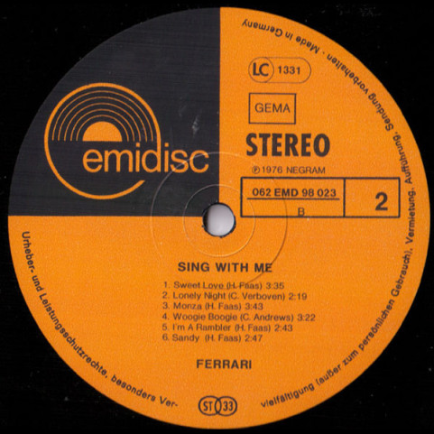 Ferrari (3) - Sing With Me (1976) [1LP]