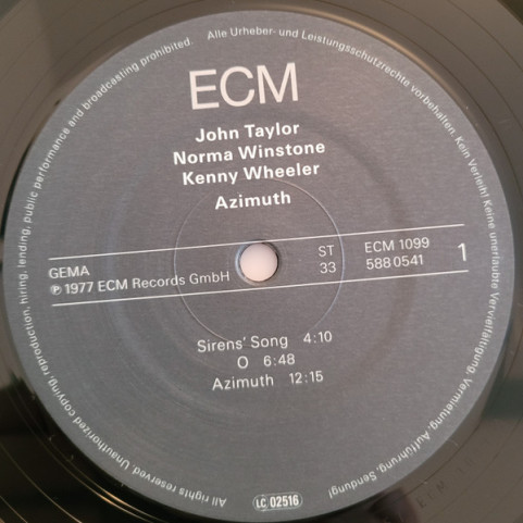 John Taylor (2), Norma Winstone, Kenny Wheeler, Azimuth (2) - Azimuth (2024) [1LP]