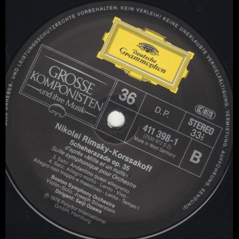 Nikolai Rimsky-Korsakov / Boston Symphony Orchestra / Seiji Ozawa - Scheherazade Op. 35 (1985) [1LP]