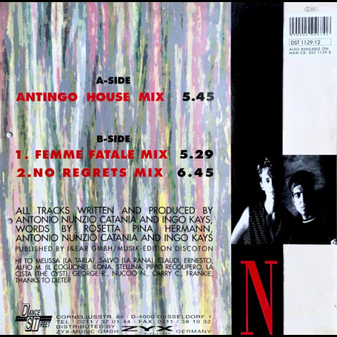 New Tunes - Ton Regards (Why Did You Close Your Eyes) (1993) [12"]