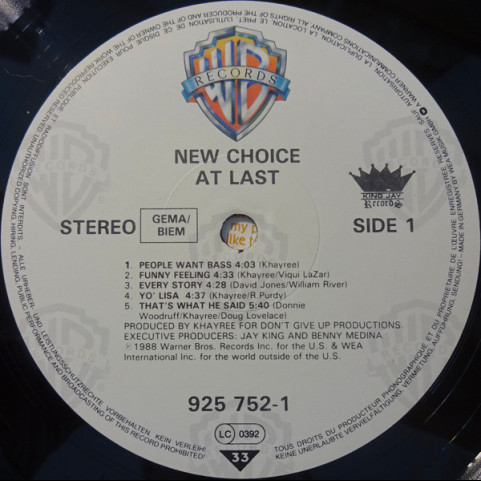 New Choice - At Last (1988) [1LP]