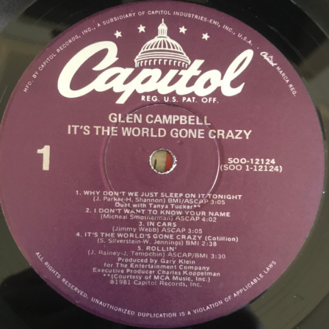 Glen Campbell - It's The World Gone Crazy (1981) [1LP]