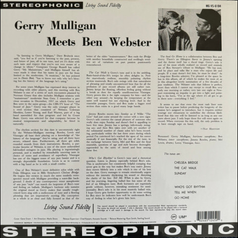 Gerry Mulligan, Ben Webster - Gerry Mulligan Meets Ben Webster (2024) [1LP] 180g