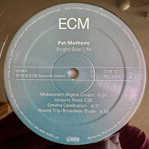 Pat Metheny - Bright Size Life (2024) [1LP]