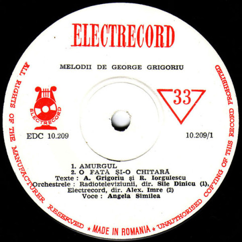 Angela Similea Melodii De George Grigoriu - Amurgul ∗ O Fată Și-o Chitară ∗ Nesuferita Tristețe ∗ Iubire, Tu (1971) [7"]