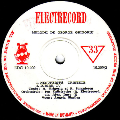 Angela Similea Melodii De George Grigoriu - Amurgul ∗ O Fată Și-o Chitară ∗ Nesuferita Tristețe ∗ Iubire, Tu (1971) [7"]
