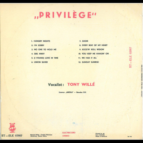 Tony Willé (2) - Privilège (1986) [1LP]