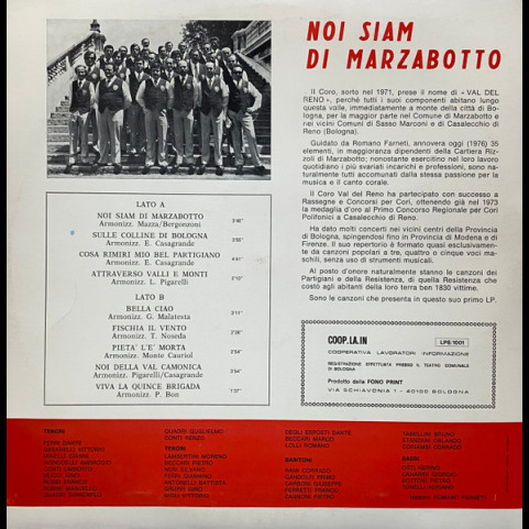 Coro Val Del Reno - Noi Siam Di Marzabotto (1976) [1LP]