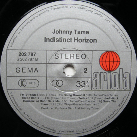Johnny Tame - Indistinct Horizon (1980) [1LP]