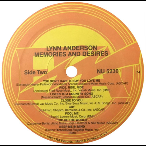 Lynn Anderson - The Best Of Lynn Anderson - Memories And Desires (1982) [1LP]