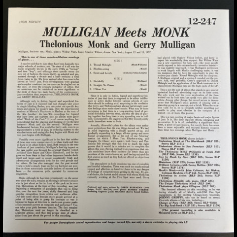 Thelonious Monk And Gerry Mulligan - Mulligan Meets Monk  (2025) [1LP] 180g