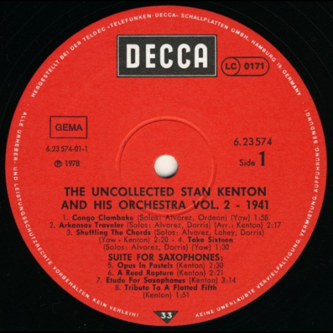 Stan Kenton And His Orchestra - The Uncollected Vol. II - 1941 (1978) [1LP]