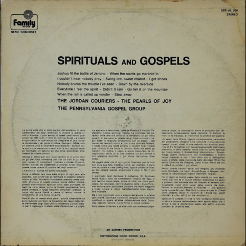 Jordan Couriers, The, Pearls Of Joy, The, Pennsylvania Gospel Group, The - Spirituals And Gospels (1972) [1LP]
