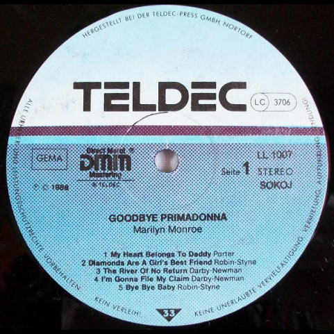 Marilyn Monroe - Goodbye Primadonna (1986) [1LP]