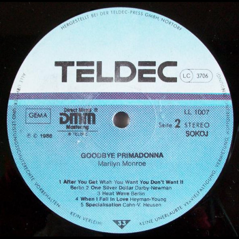 Marilyn Monroe - Goodbye Primadonna (1986) [1LP]
