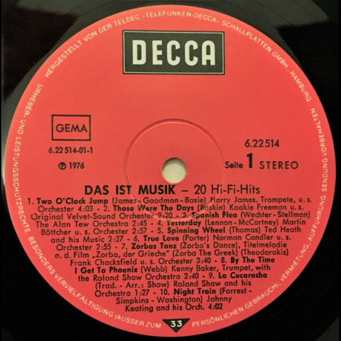 Various - Das Ist Musik - 20 Hi-Fi Hits (1976) [1LP]