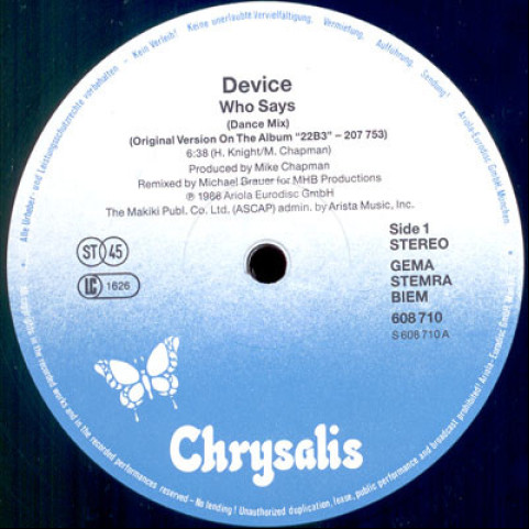 Device (2) - Who Says (1986) [12"]