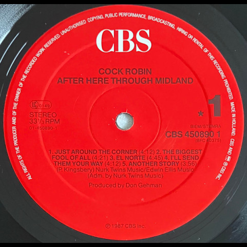 Cock Robin - After Here Through Midland (1987) [1LP]