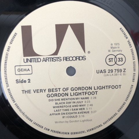 Gordon Lightfoot - The Very Best Of Gordon Lightfoot (1975) [1LP]