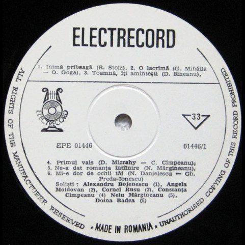 Various - Romanța Mea (1979) [1LP]