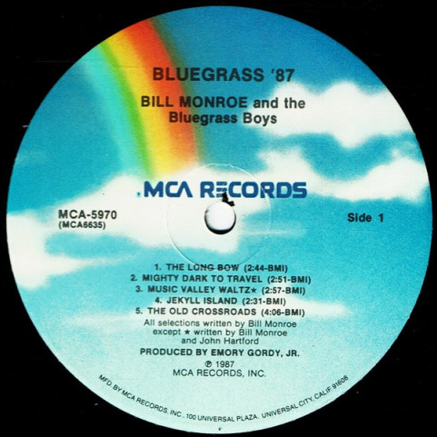 Bill Monroe & His Blue Grass Boys - Bluegrass '87 (1987) [1LP]