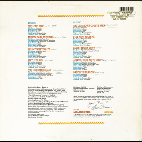Bill Monroe & His Blue Grass Boys - Bluegrass '87 (1987) [1LP]