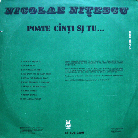 Nicolae Nițescu - Poate Cînți Și Tu ... (1984) [1LP]