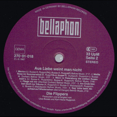 Die Flippers - Aus Liebe Weint Man Nicht (1987) [1LP]