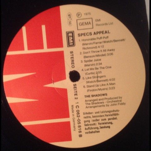 Shadows, The - Specs Appeal (1975) [1LP]