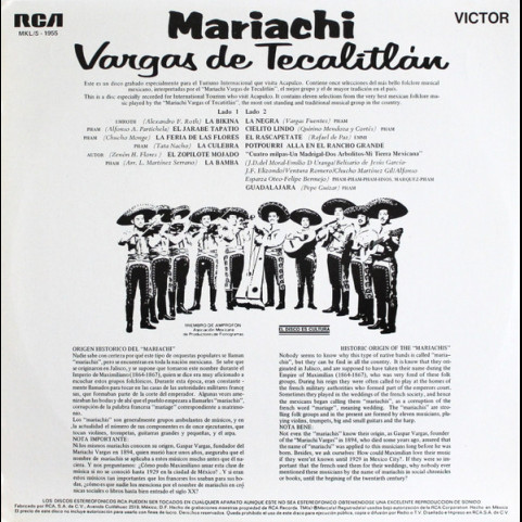 Mariachi Vargas de Tecalitlán - Mariachis En Acapulco! (1973) [1LP]