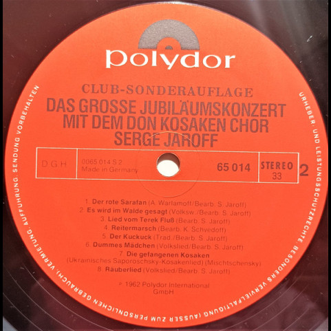 Don Kosaken Chor Serge Jaroff - Das Grosse Jubiläumskonzert [1LP]