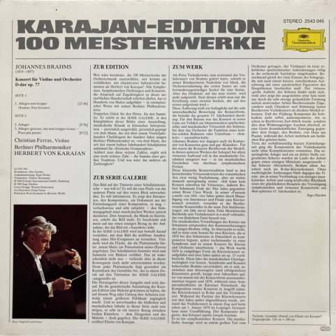 Johannes Brahms, Christian Ferras, Berliner Philharmoniker, Herbert von Karajan - Violinkonzert D-Dur (1982) [1LP]