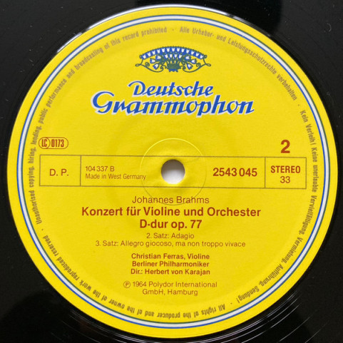 Johannes Brahms, Christian Ferras, Berliner Philharmoniker, Herbert von Karajan - Violinkonzert D-Dur (1982) [1LP]