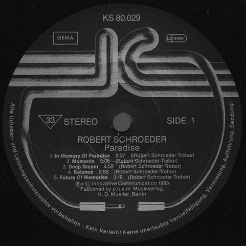 Robert Schröder - Paradise (1983) [1LP]