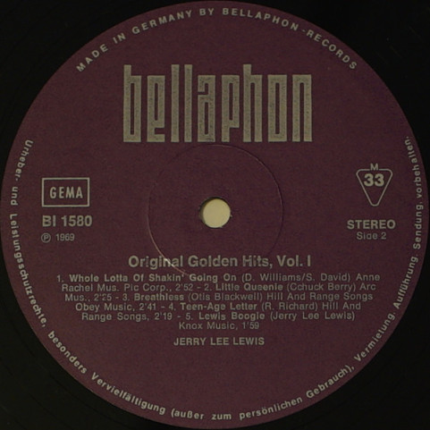 Jerry Lee Lewis - Original Golden Hits - Volume 1 [1LP]