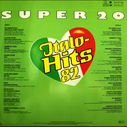 Various - Super 20 - Italo-Hits 82 (Italo Hits '82) (1982) [1LP]