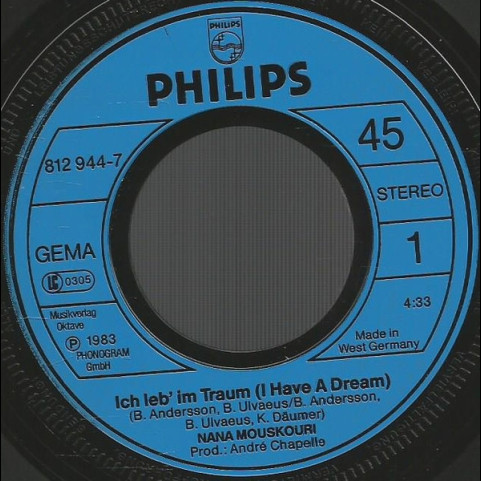 Nana Mouskouri - Ich Leb' Im Traum (I Have A Dream) (1983) [7"]