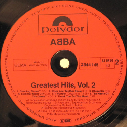 ABBA - Greatest Hits Vol. 2 (1979) [1LP]