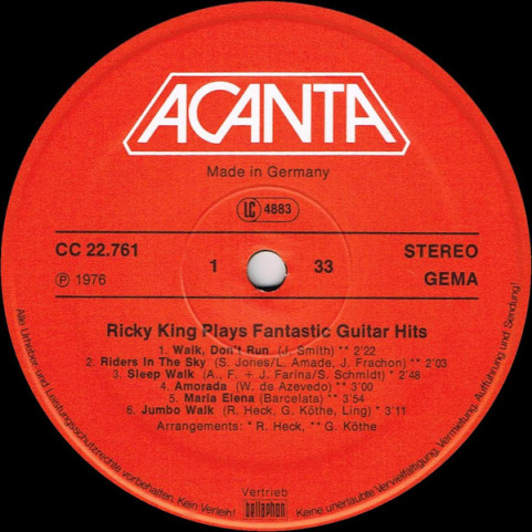 Ricky King - Ricky King Plays Fantastic Guitar Hits [1LP]