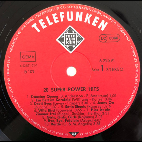 Unknown Artist - 20 Super Power Hits (1976) [1LP]