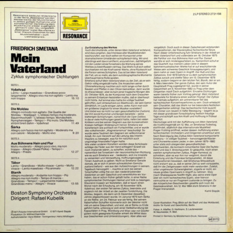 Bedřich Smetana – Boston Symphony Orchestra, Rafael Kubelik - Mein Vaterland (1977) [2LP]